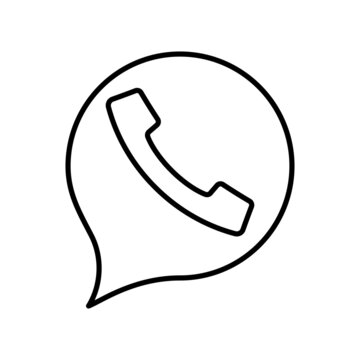WebPhone simple line flat icon, telephone support symbol. Call us concept. illustration