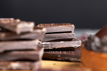 pieces of milk chocolate are lying on the table