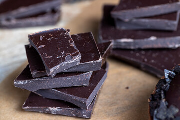 pieces of milk chocolate are lying on the table