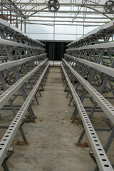 Obraz premium An empty greenhouse without plants on a farm in Doha, Qatar