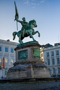 Equestrian statue of Godfrey of Bouillon on Place Royale, 
Brussels, Belgium