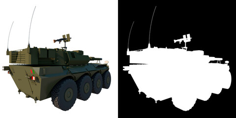Armored Vehicle Centauro II 120mm 8x8 - Perspective B view white background alpha png 3D Rendering Ilustracion 3D	