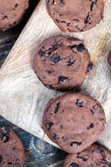 sweet crispy dessert of chocolate cookies with chocolate
