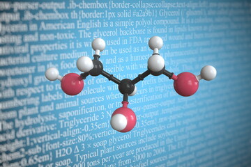Glycerol scientific molecular model, 3D rendering