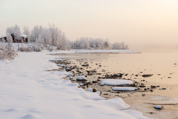 Naklejka premium winter landscape with snow