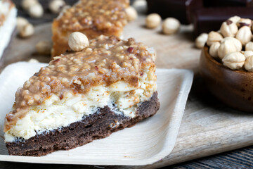 sweet and delicious cake with nuts and caramel