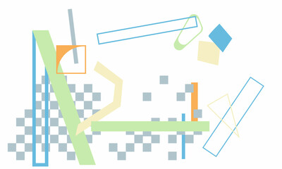 Set of abstract modern vector backgrounds, illustrations. Circles, lines, curves, triangles, squares and rhombuses. Elegant boho concept. blue, green, yellow and gray colors. Geometric design.