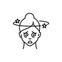 Dizziness color line icon. Human diseases.