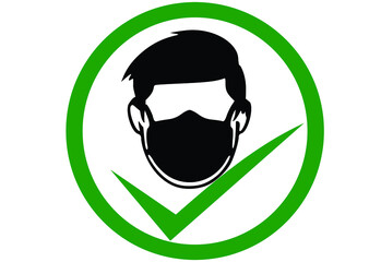 Face mask allowed or allowed to enter if wearing face mask sign illustration vector