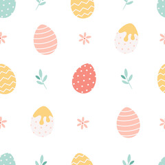 Easter eggs seamless pattern. Painted eggs. Happy Easter. Vector illustration
