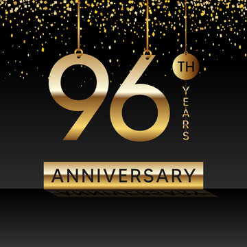 96 years anniversary, vector design for anniversary celebration with gold color on black background, simple and luxury design. logo vector template