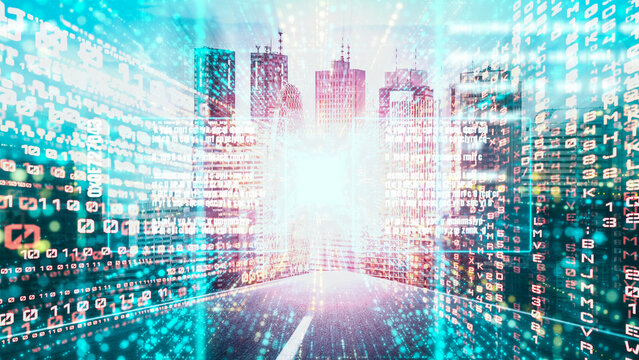 Software development, application programming code and tacit computer coding . Concept of smart digital transformation and technology disruption that changes global trends in new information era .