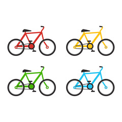 Bike transport flat icons set. Set of vector modern bikes and colorful style