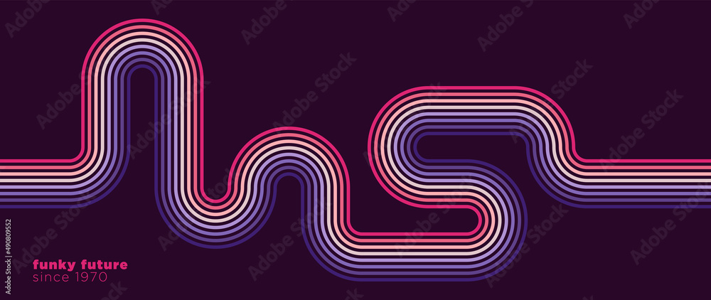Poster abstract background in simple retro 70s style design with lines. vector illustration.