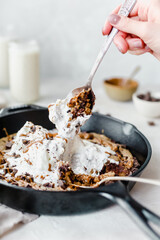 chocolate chip cookie skillet with ice cream