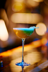 beautiful cocktail with dried fruit in a night bar