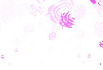 Fototapeta na wymiar Light Purple, Pink vector doodle template with leaves.