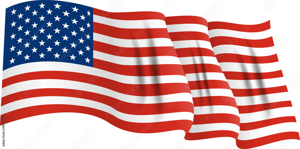 Wall mural national flag of america. usa banner waving. illustration.