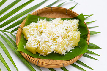 Steamed cassava cake. Thai dessert