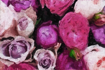 Abstract beautiful oil painting rose flower