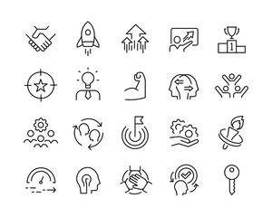 Motivation Icons - Vector Line. Editable Stroke. 