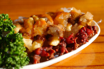 Fresh sea squirt is trimmed and served on the plate.