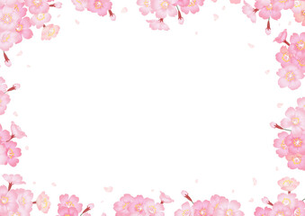 Fototapeta na wymiar 満開の桜の花のベクターフレーム素材（コピースペース）