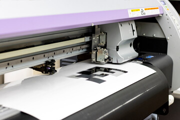 wide format printer printing close up