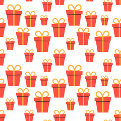 Cartoon holiday boxes with bows. seamless pattern. Illustration.
