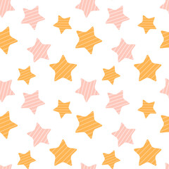 Cartoon holiday star stripes. seamless pattern. Illustration.