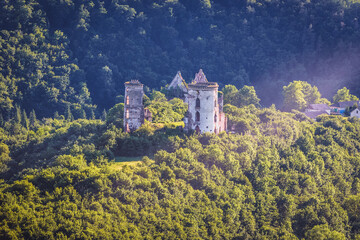 Fototapeta na wymiar Remains of Polish castle in Chervonohorod town also known as Chervone in Zalischyky region, Ukraine