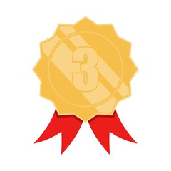bronze ribbon medallion for third winner champion vector illustration design