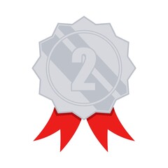 silver ribbon medallion for second winner champion vector illustration design