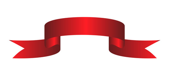 Red colorful curved ribbon on white background. Illustration.