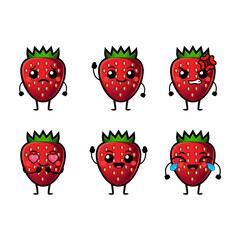 Cute strawberry character vector illustration