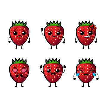 Cute strawberry character vector illustration