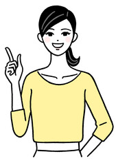 ポイントを説明する若い女性