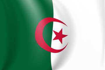 National White and red flag of Algerian People's Democratic Republic. Waving banner. Illustration.