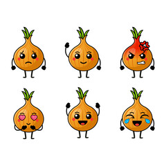 Cute orange onion character vector illustration