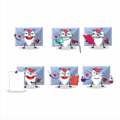 Fototapeta premium Professor blue love envelope academic cartoon character working on laboratory