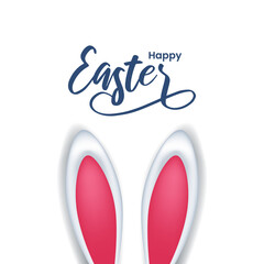 happy easter day concept with bunny rabbit ears illustration with white background