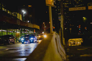 Long exposure shot of downtown Manhattan New York before covid-19