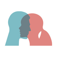 Profiles of men and women, symbol of love