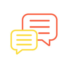 Flat vetor illustration of chat bubble in outlined style. Suitable for design element of social media interaction, group discussion, and public dialogue.