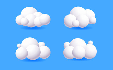 3d clouds set isolated on a blue background. vector illustration