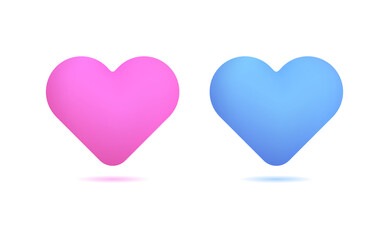 Vector 3D heart symbol realistic illustration on white background. Love for Valentines Day, Mothers Day, wedding, Icon.