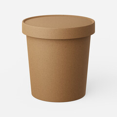 Cardboard soup container on a plain background. 3d render.