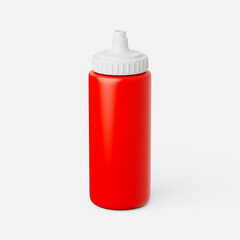 Plastic ketchup bottle on a plain background. 3d render.