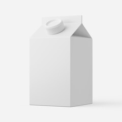 Soup carton in white with cap on a plain background. 3d render.