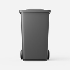 Wheelie bin in grey on a plain background. 3d render.